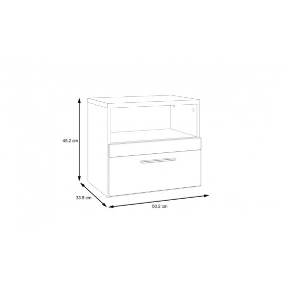 Nattbord Dalate 50x45 cm - eik catania - svart matt - 1 skuff