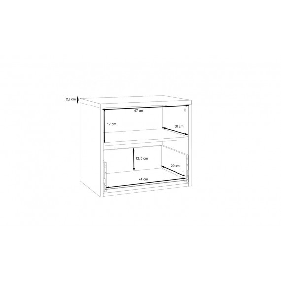 Nattbord Dalate 50x45 cm - eik catania - svart matt - 1 skuff