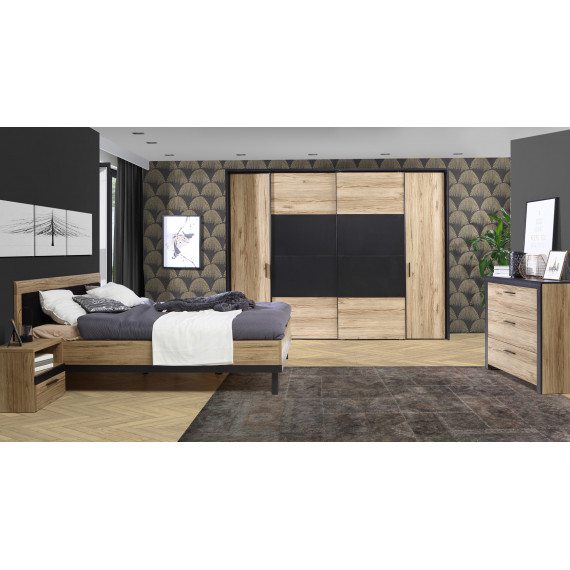 Seng Dalate 160x200 cm - eik catania - svart matt