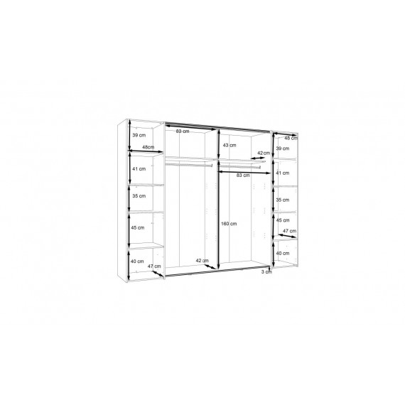 Garderobeskap Dalate 270x210 cm - eik catania - svart matt