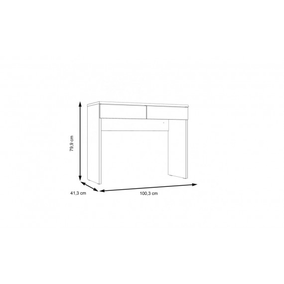 Sminkebord Dalate 100x80 cm - eik catania - svart matt - 2 skuffer
