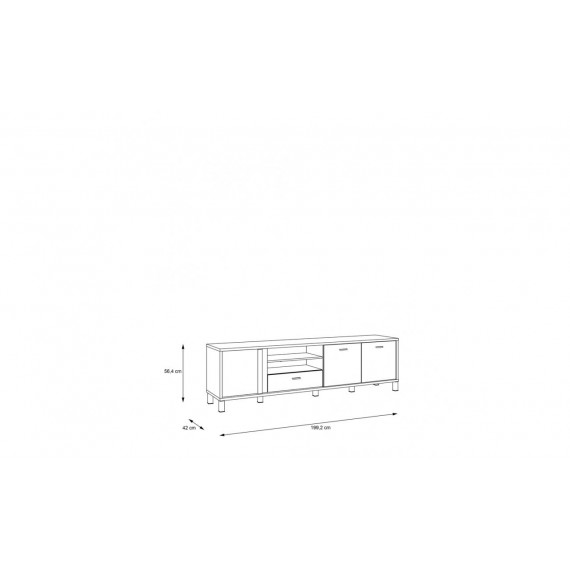 Tv-benk Hayato 199x56 cm - trelook - svart