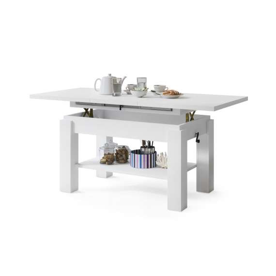 Sofabord Astoria 110-150x68 cm  - hvit matt - justerbart