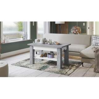 Sofabord Astoria 110-150x68 cm - betong - hvit matt - justerbart