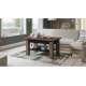 Sofabord Astoria 110-150x68 cm - eik brun - svart matt - justerbart
