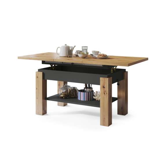 Sofabord Astoria 110-150x68 cm - eik artisan - antrasitt
