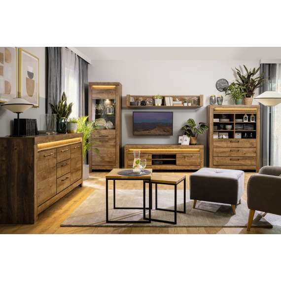 Tv-bord Torin 180 cm - Eikelook - 2 dører - Belysning