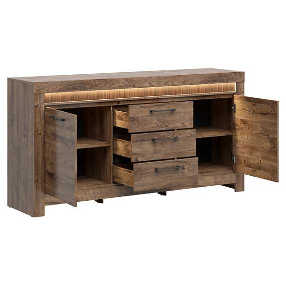 Skjenk Torin 180 cm - Eikelook - 2 dører - Belysning