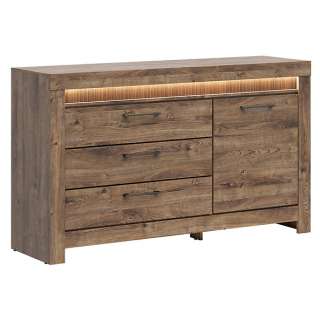 Skjenk Torin 157 cm - Eikelook - 1 dør - 3 skuffer - med belysning