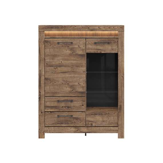 Vitrineskap Torin 114 cm - Eikelook - med belysning