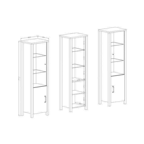 Vitrineskap Olin 56x191 cm - Trelook - Svart matt