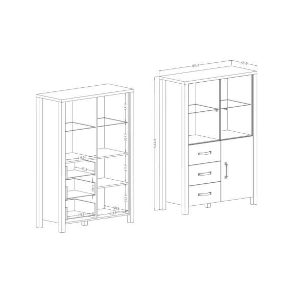 Vitrineskap Olin 101x146 cm - Trelook - Svart matt