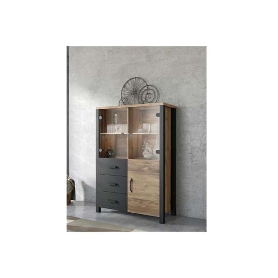 Vitrineskap Olin 101x146 cm - Trelook - Svart matt