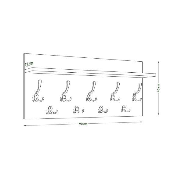 Hattehylle Finla 90 cm - Hvit matt