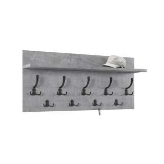 Hattehylle Finla 90 cm - Betong - med knagger