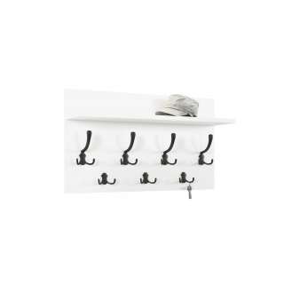 Hattehylle Finla 70 cm - Hvit matt - med knagger