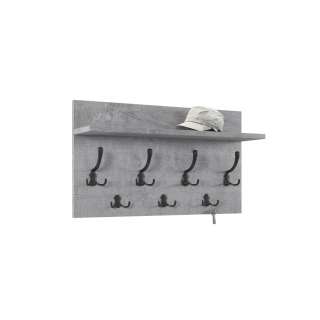 Hattehylle Finla 70 cm - Betong - med knagger