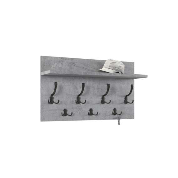 Hattehylle Finla 70 cm - Betong - med knagger