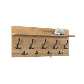 Hattehylle Finla 90 cm - Eikelook - med knagger