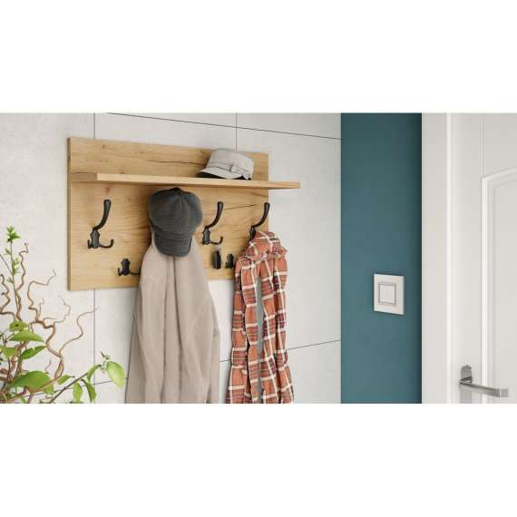 Hattehylle Finla 70 cm - Eikelook - med knagger