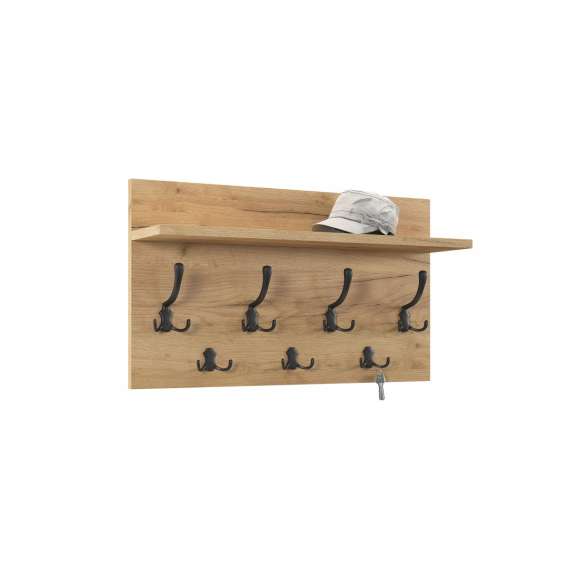 Hattehylle Finla 70 cm - Eikelook - med knagger