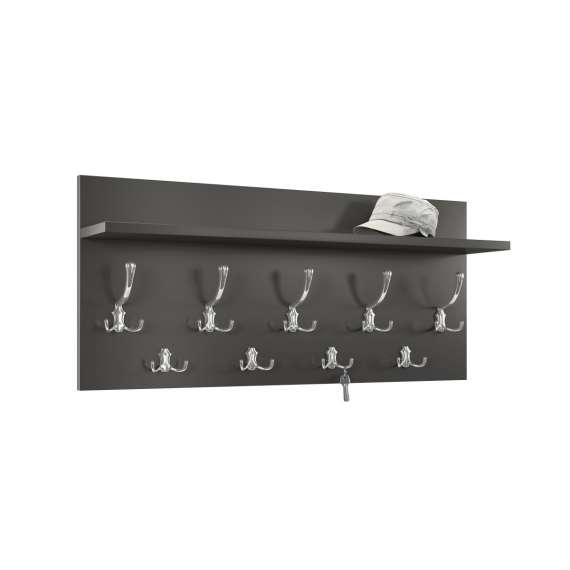 Hattehylle Finla 90 cm - Antrasitt - med knagger