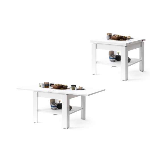 Sofabord Leo 65-130 cm - hvit matt