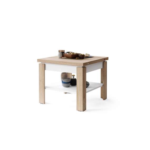 Sofabord LEO 65-130x65 cm - eik sonoma - hvit matt