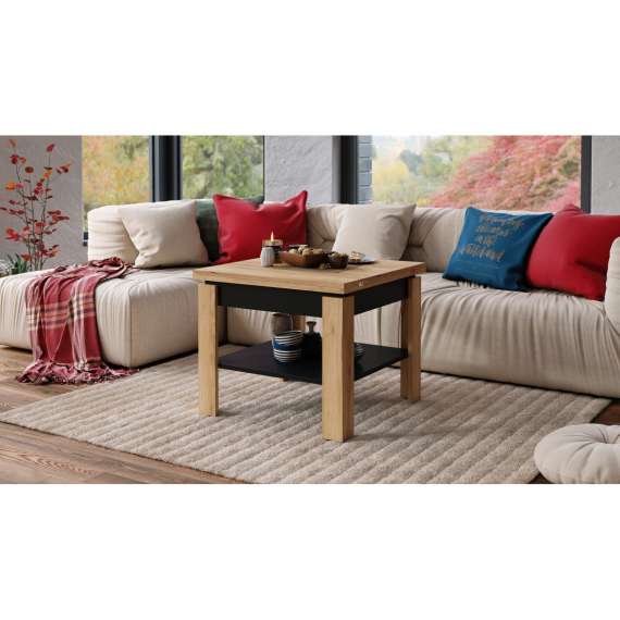 Sofabord LEO 65-130x65 cm - eik craft - svart matt
