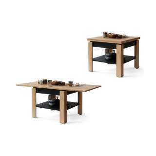Sofabord LEO 65-130x65 cm - eik craft - svart matt