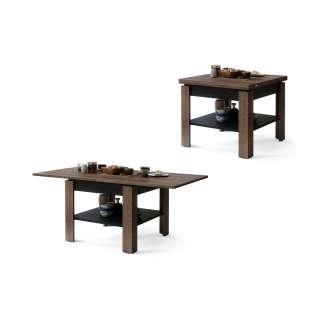 Sofabord LEO 65-130x65 cm - eik brun - svart matt