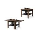 Sofabord LEO 65-130x65 cm - eik brun - svart matt