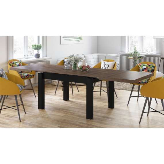 Spisebord Royal 120 - 270 cm - eik brun - svart matt ben