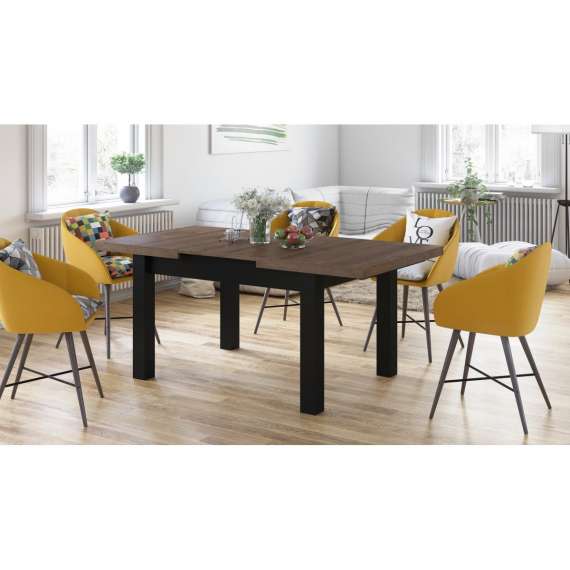 Spisebord Royal 120 - 270 cm - eik brun - svart matt ben