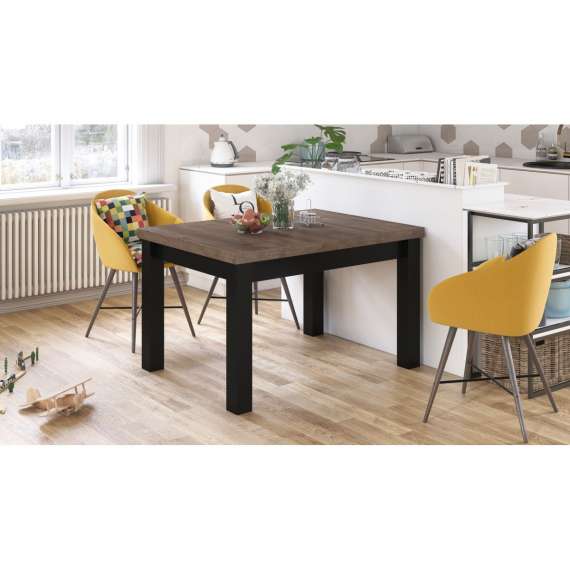 Spisebord Royal 120 - 270 cm - eik brun - svart matt ben