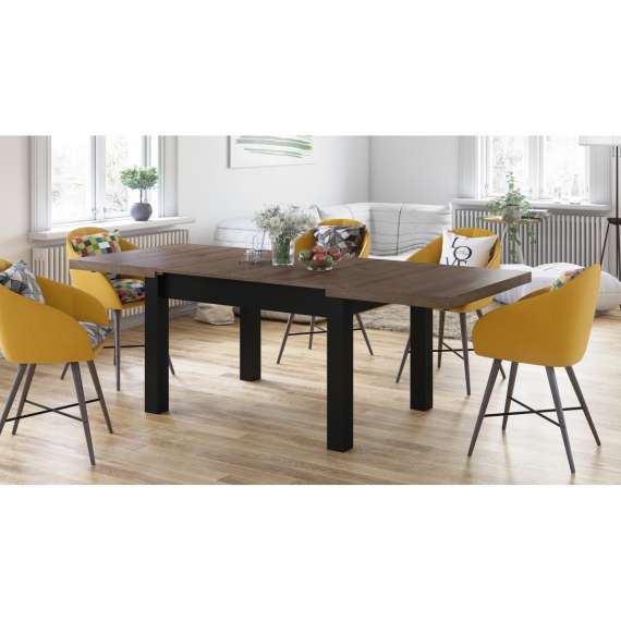 Spisebord Royal 120 - 270 cm - eik brun - svart matt ben