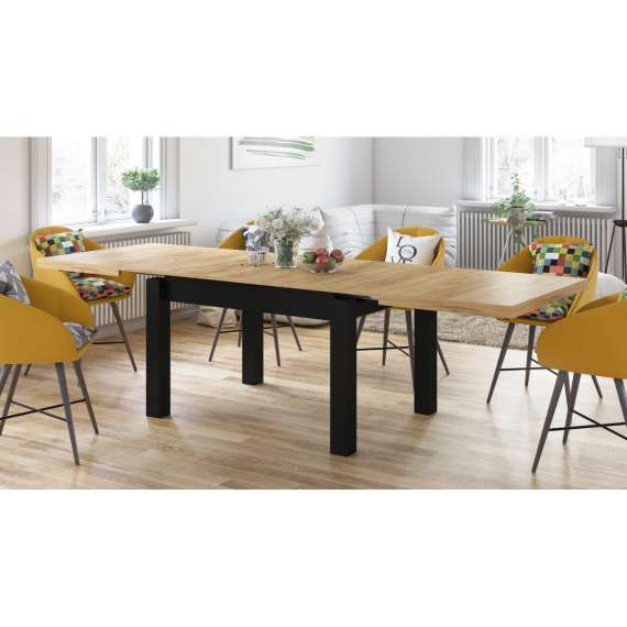 Spisebord Royal 120 - 270 cm - eik craft - svart ben