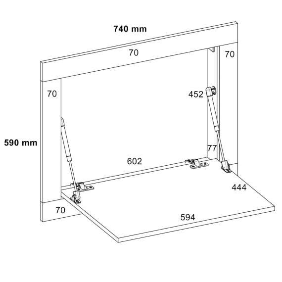 Skrivebord Rimin 74 cm - Eikelook - Vegghengt