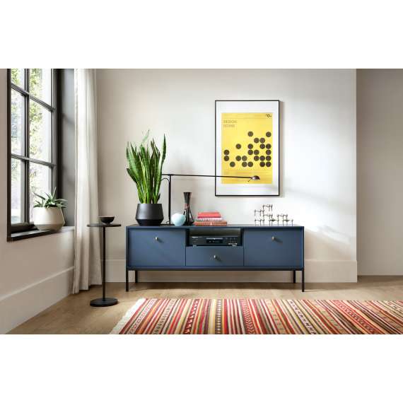 TV-benk Mono 154x56 cm - Mørk blå - 1 skuff - 2 dører