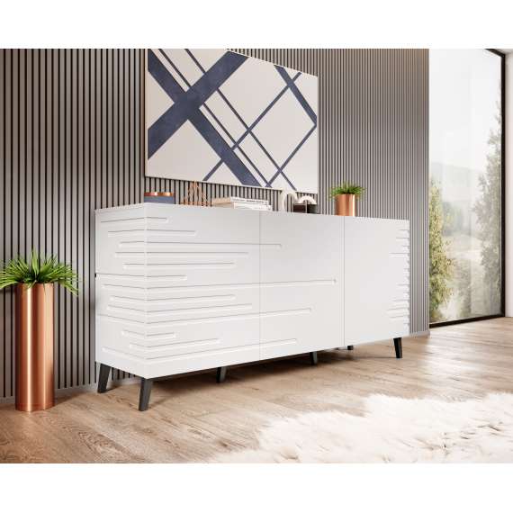 Skjenk Amanti 155x72 cm - Hvit matt - 3 dører