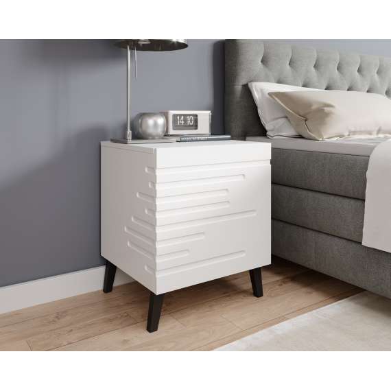 Nattbord Amanti 44x52 cm - 2 stk - Hvit matt - 1 skuff