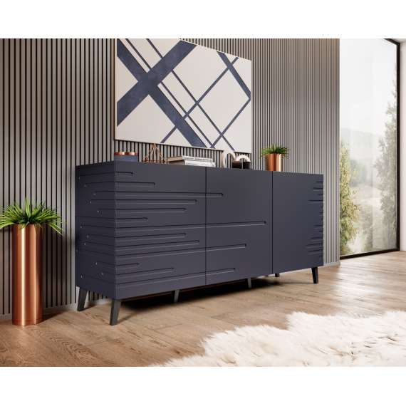 Skjenk Amanti 155x72 cm - Mørk blå - 3 dører