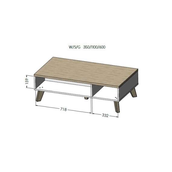 Sofabord Lotta 110x60 cm - eik wotan - svart matt