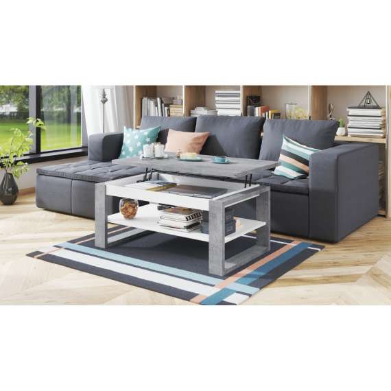 Sofabord NUO 110x65 cm - betong - hvit matt