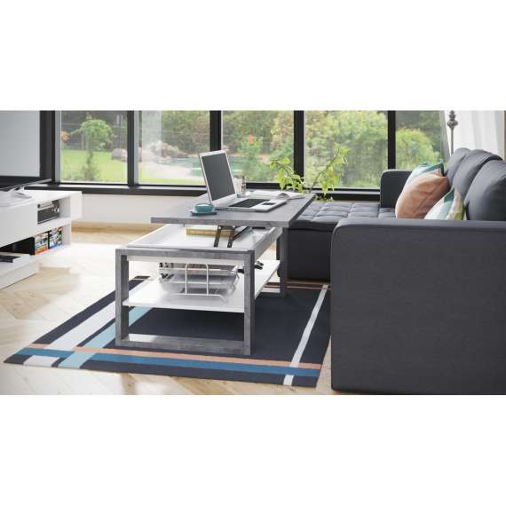 Sofabord Alvin 110 cm - Betong - Hvit - Hev og senkbart stuebord
