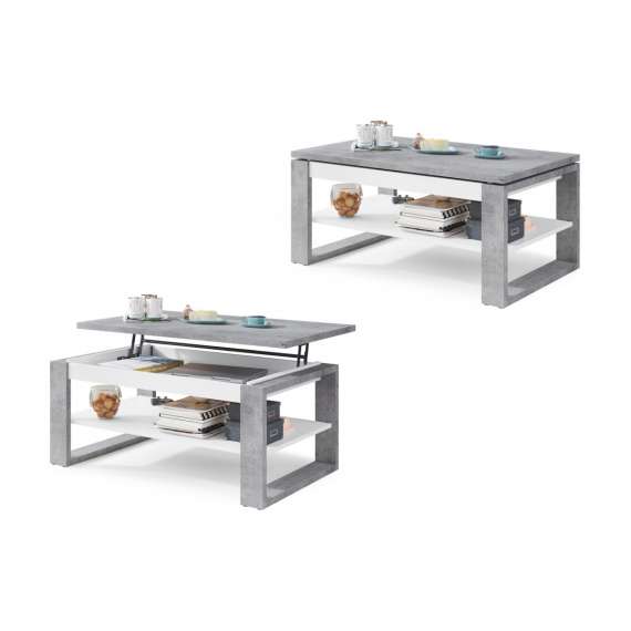 Sofabord NUO 110x65 cm - betong - hvit matt