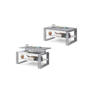 Sofabord Alvin 110 cm - Betong - Hvit - Hev og senkbart stuebord