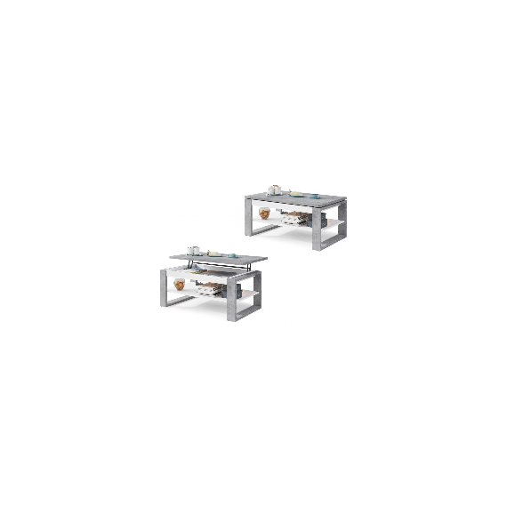 Sofabord NUO 110x65 cm - betong - hvit matt