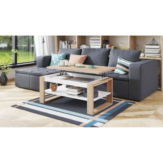 Sofabord NUO 110x65 cm - eik sonoma - hvit matt