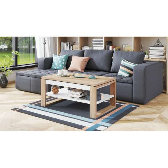 Sofabord NUO 110x65 cm - eik sonoma - hvit matt